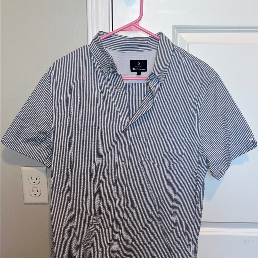 Ben Sherman Navy and White Striped Casual Shirt